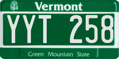 VT license plate YYT258