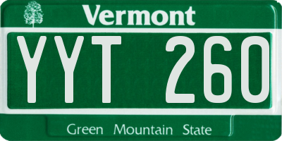 VT license plate YYT260