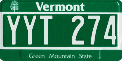 VT license plate YYT274