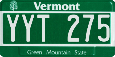 VT license plate YYT275
