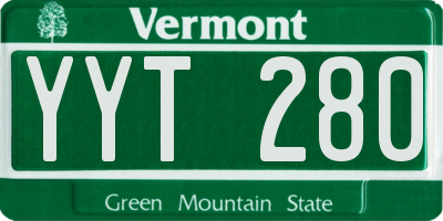 VT license plate YYT280