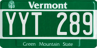 VT license plate YYT289