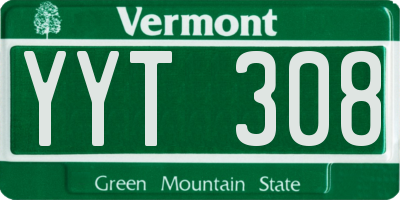 VT license plate YYT308