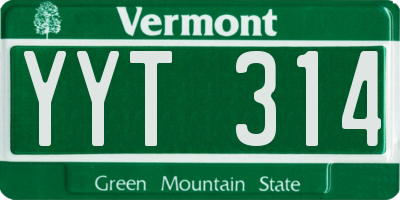 VT license plate YYT314