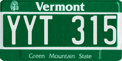 VT license plate YYT315