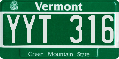VT license plate YYT316