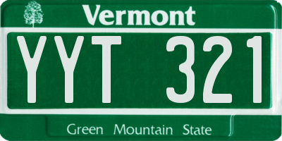 VT license plate YYT321