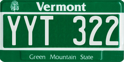 VT license plate YYT322