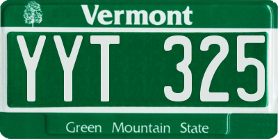 VT license plate YYT325