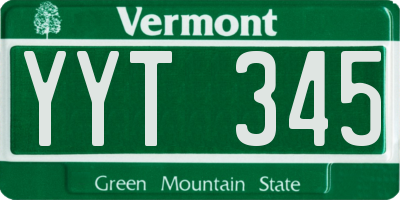 VT license plate YYT345