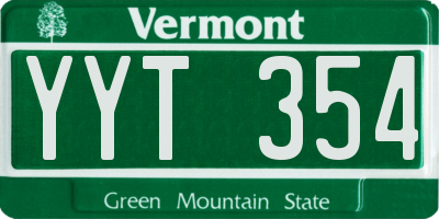 VT license plate YYT354