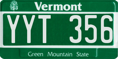 VT license plate YYT356