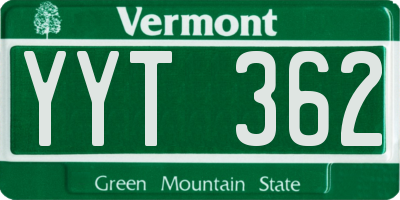 VT license plate YYT362