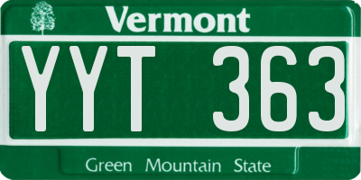 VT license plate YYT363