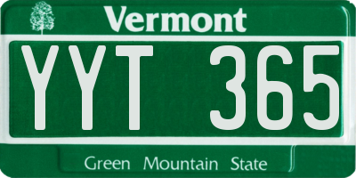 VT license plate YYT365