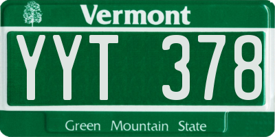 VT license plate YYT378