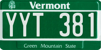 VT license plate YYT381