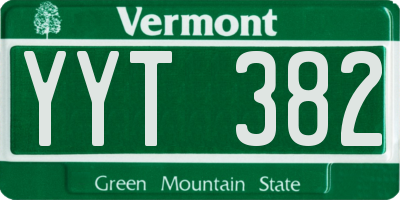 VT license plate YYT382