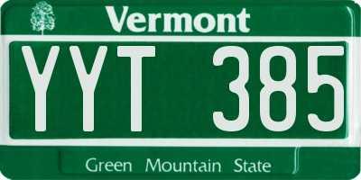 VT license plate YYT385