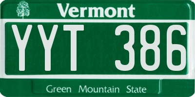 VT license plate YYT386