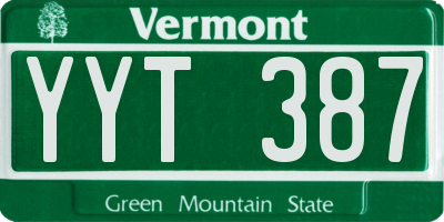 VT license plate YYT387