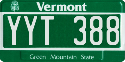VT license plate YYT388