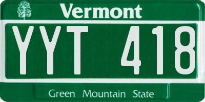 VT license plate YYT418