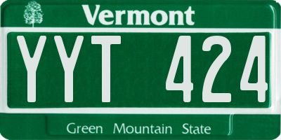 VT license plate YYT424