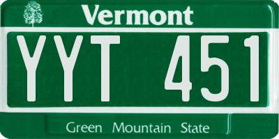 VT license plate YYT451