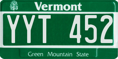 VT license plate YYT452