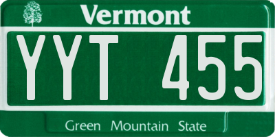 VT license plate YYT455