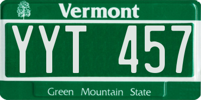 VT license plate YYT457