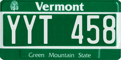 VT license plate YYT458