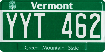 VT license plate YYT462