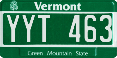 VT license plate YYT463