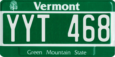 VT license plate YYT468