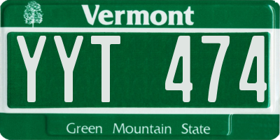 VT license plate YYT474
