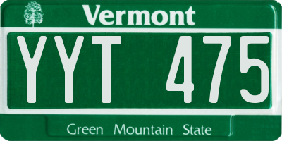VT license plate YYT475