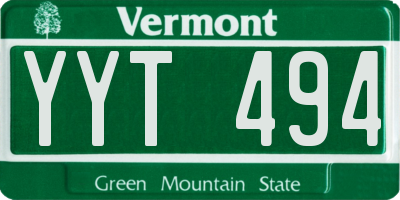 VT license plate YYT494