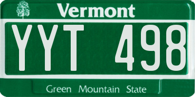 VT license plate YYT498