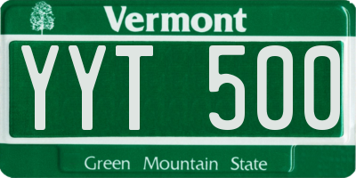 VT license plate YYT500