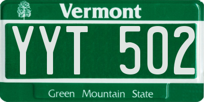 VT license plate YYT502