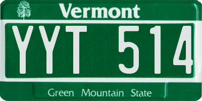 VT license plate YYT514