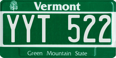 VT license plate YYT522