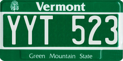 VT license plate YYT523