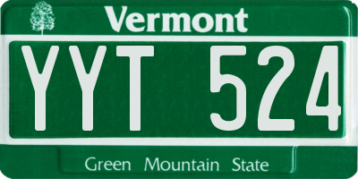 VT license plate YYT524