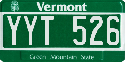 VT license plate YYT526