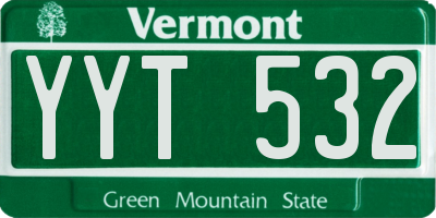 VT license plate YYT532