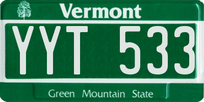 VT license plate YYT533