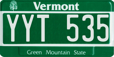 VT license plate YYT535